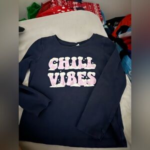 George Kids Long Sleeve Tee - Navy and Light Pink